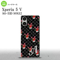 Xperia 5V Xperia 5V スマホケース 背面ケース ハードケース 花柄 バラ 編み 黒 +アルファベット 2023年 10月発売 nk-xp55-267i