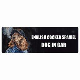 ENGLISH COCKER SPANIEL イングリッシュコッカースパニエル DOG IN CAR カーステッカー 犬 作業服 ちょい悪 20x6.7cm 長方形 防水 屋外 屋内 ドッグオンボード デカール