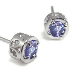 唐草・アラベスク・ピアス・シンプルピアス・タンザナイト・K10