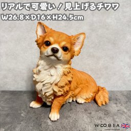 犬 置物 大きい 見上げるチワワ 横幅26.8cm woobia ウービア かわいい おしゃれ ガーデン インテリア オブジェ 巨大 プレゼント 北欧 玄関 雑貨 動物 モダン 面白い 庭 ギフト 屋外 家 リアル 玄関先 ガーデンオーナメント