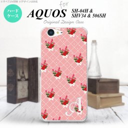 【SH04H】【スマホケース/スマホカバー】【アクオス ゼータ】SH04H スマホケース AQUOS ZETA ケース アクオス ゼータ イニシャル 花柄・バラ（K） ピンク nk-sh04h-266ini【メール便送料無料】