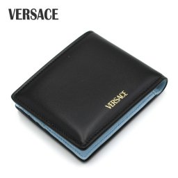 VERSACE ヴェルサーチ 財布 ウォレット カードケース 二つ折り財布 ブラック レザー 牛革 メンズ レディース ユニセックス DPU2463-1A13018-1B00V