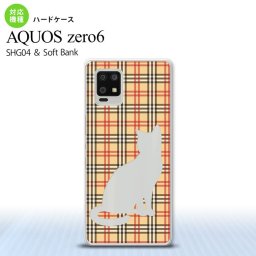 SHG04 SHG04 ZERO6 AQUOS zero6 スマホケース ハードケース 猫 チェック B 赤 茶 メンズ レディース nk-zero6-954