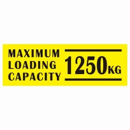 最大積載量 Maximum Loading Capacity 英語表記 イエローブラック 1250kg ステッカー シール カーステッカー 自動車用 トラック 重量 15x5cm カーサイン