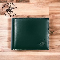 ビバリーヒルズポロクラブ 財布 メンズ ブランド 二つ折り財布 革 レザーウォレット 小銭入れあり グリーン ダークブラウン