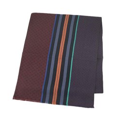 ポールスミス Paul Smith M1A 366E AS22 28 MIXED PANEL JACQUARD SCARF ミクスト パネル ジャカード スカーフ ウール シルク 混紡 マフラー BURGUNDY バーガンディ＋パープル＋マルチカラーストライプ