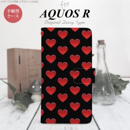 【手帳型 スマホ カバー ケース】【SH03J】【アクオス R】手帳型 ケース SH-03J スマホ カバー AQUOS R アクオス ハート 黒×赤 nk-004s-sh03j-dr117【メール便送料無料】