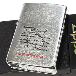 ZIPPOライター カナダ製 1992年製 ニューブランズウィック州 オンタリオ製 地図 廃盤 ヴィンテージ レア ジッポ シルバーサテン 珍しい 未使用品 ビンテージ 絶版 かっこいい メンズ おしゃれ プレゼント ギフト