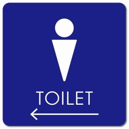 トイレ 御手洗 TOILET トイレマーク D2男 左 矢印 ピクトサイン マグネットステッカー マグネット 強力 正方形 13x13cm サイン インテリア 施設 案内