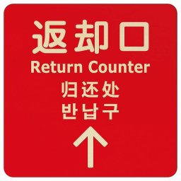 14x14cm 返却口 文字タイプ 多言語 英語 中国語 韓国語 対応 レッド 上矢印 木製プレート 正方形 商業施設 飲食店 旅館 ホテル レンタル イベント表示 場所 掲示 案内板 ピクトサイン