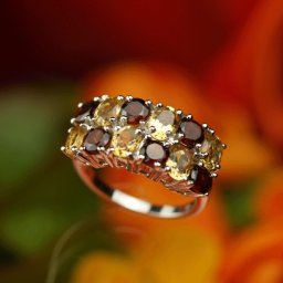 指輪 /シトリン & ガーネット スモーキー リング 【レディース】  母の日 誕生日 プレゼント 女友達 ギフト  結婚記念日  【ガーネット Garnet】