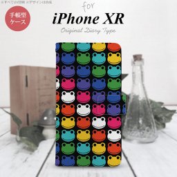 iPhoneXR iPhone XR 手帳型スマホケース カバー カエル かえる 黒  nk-004s-ipxr-dr165