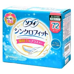 Sofy（ソフィ）　シンクロフィット　72ピース　多い日の昼用　普通タイプ　生理用ナプキン　医薬部外品　日本製　衛生用品　日常ケア　暮らしを整える　備え