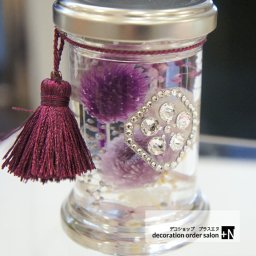ハーバリウム 家紋入り お手入れ不要  選べるカラー スワロフスキー 仏花 お供え お墓参り  スワロフスキーハーバリウム
