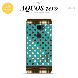 AQUOS zero アクオス ゼロ 801SH スマホケース カバー ソフトケース ドット・水玉 青緑×茶 イニシャル 対応 nk-801sh-tp1654i[スマホ,スマホケース,スマホカバー,ケース,カバー,ジャケット]