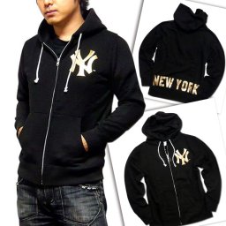 パーカー メンズ 長袖 NEWYORK YANKEES ニューヨークヤンキース Majestic Japan マジェスティックジャパン ロゴプリント ジップアップ パーカー ブラック 黒 大きいサイズ M L XL LL母の日 福袋 半額クーポンも配布  2020