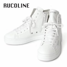 ルコライン スニーカー ルコライン 靴 RUCO LINE RUCO-003SI CALF PU LUX バスケットシューズ タイプ 合皮 ホワイト 白 Rマーク ラメ入りシルバー サイドファスナー付 フラットソール
