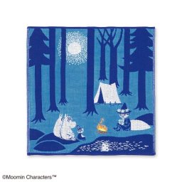 ムーミン MOOMIN 三重ガーゼハンカチ ブルー タオル たき火