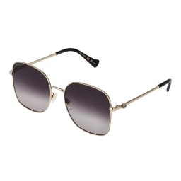 グッチ GUCCI サングラス アイウェア UVカット GG1143S-001 スクエア型 レディース ブラック+ゴールド+グレー