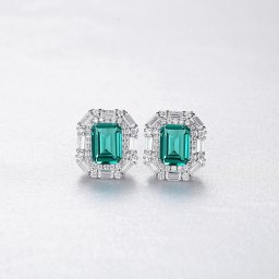 ピアス 両耳用 グリーン シルバー925 シルバー スタッド エメラルドカット 4本爪 上品 エレガント 大人 おしゃれ きれいめ ce20090705