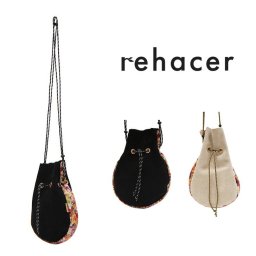  rehacer レアセル ショルダーバッグ Re-08 斜め掛け ミニ 巾着 花柄 メンズ レディース おしゃれ 牛革スエード スエードレザー 高級 人気 正規品 プレゼント