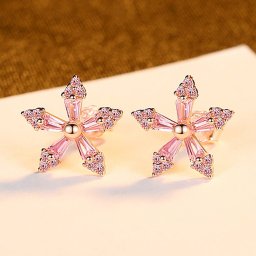 ピアス 両耳用 キュービックジルコニア シルバー925 ピンク イエローゴールド スタッド メレ 上品 可愛い かわいい きれいめ モチーフ 花 フラワー ce0444