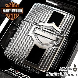 ZIPPO 限定 アーマー ハーレーダビッドソン 2025 LIMITED EDITION ジッポ ライター 漆黒エポキシインレイ シールド 深彫り ロゴ ピンストライプ 3面加工 かっこいい 渋い 刻印 シルバー メンズ プレゼント レディース ギフト