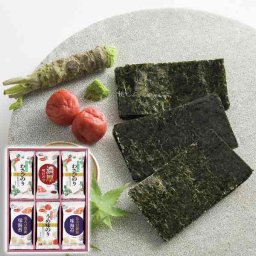 白子のり 味のりバラエティ詰合せ 4種セット 詰め合わせ ギフト 贈り物 味付海苔 わさび 丸大豆醤油 濃厚 うめ 紀州梅 信州わさび 海苔ギフト お祝い 内祝い お返し 手土産 常温保存