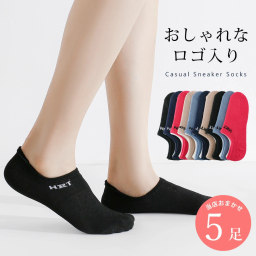 ショートソックス スニーカーソックス レディース 靴下 5足 セット 23cm～25cm スニーカーイン ソックス 綿混 ワンポイントロゴ 黒 紺 ベージュ ピンク アソートセット カジュアル 23 24 25 春夏 送料無料