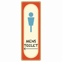 トイレ 案内 シール MENS レトロ デザイン 左 矢印 長方形 縦 方向案内 進路ドア 防水 屋内 屋外 サインステッカー ピクトサイン トイレマーク表示 案内 注意 施設 御手洗 TOILET おしゃれ シンプル 安全対策