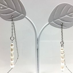 真珠 ピアス パール 淡水真珠 チェーン 2.5-3.0mm ホワイト 真鍮 69146 イソワパール