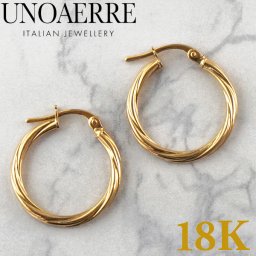UNOAERRE ウノアエレ ピアス 18金 K18YG イエローゴールド フープピアス 両耳用 イタリア製 UNO08705【ジュエリーボックスプレゼント】 ホワイトデー バレンタインデークリスマス 結婚記念日 還暦祝い 入学 卒業 入社祝い 退職 プレゼント ギフト 贈り物 恋人 夫婦 母の日 父の日