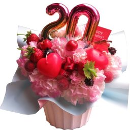誕生日プレゼント 20歳 20周年 花束風フラワーアレンジメント ご希望数字入り （２ケタまで）記念日 生花使用 恋人 彼女 奥様 妻 ◆結婚記念日 誕生日プレゼント 周年お祝い