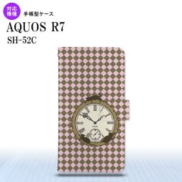 SH-52C AQUOS R7 手帳型スマホケース カバー 時計 チェック ピンク  nk-004s-r7-dr1221