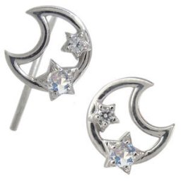星 ロイヤルブルームーンストーン 月 ピアス 無くさない プラチナ ピアス
