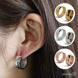 ステンレス フープピアス オーバルピアス 3色 ゴールド シルバー ローズゴールド シンプルピアス メタル 楕円 両耳用2点 女性 レディース プチプラ 金属アレルギー対応 イヤリング