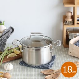 スキャンパン（SCANPAN） クッキングポット 71251800 インパクト ガラス蓋付き 両手鍋 18cm Impact 耐熱 鍋 ギフト 結婚祝い プレゼント 贈り物 食器