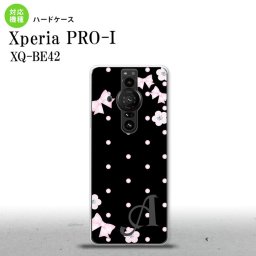 XperiaPRO-I Xperia PRO-I スマホケース 背面ケース ハードケース 花柄 ドット リボン 黒 +アルファベット 背面カバー android nk-xproi-352i
