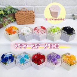 NEW　送料無料「10色 フラワーステージBOX 」 プリザーブドフラワー  推し色  推し活  推し 誕生日 推し活グッズ   オシ活 アクスタ アクリルスタンド 推しの応援  誕生祭 ギフト プレゼント 誕生日 お祝い 贈り物 花 敬老の日 母の日　クリスマス