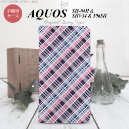 【手帳型 スマホ カバー ケース】【SH04H】【アクオス ゼータ】手帳型 ケース SH04H スマホ カバー AQUOS ZETA アクオス チェックA ピンク青 nk-004s-sh04h-dr439【メール便送料無料】