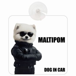 MALTIPOM ポメマル DOG IN CAR 吸盤 収れん火災防止タイプ 車内用 セキュリティガード風 ちょい悪 ドッグオンボード 安全対策 あおり運転 セーフティサイン 窓ガラス カーサイン 車 犬