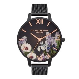 【OLIVIA BURTONxkarendo限定】karendo限定 シークレットガーデン - ビッグシークレットガーデン ブラック＆ブラックメッシュ - 腕時計 サプライズ 上品 おしゃれ プレゼント ギフト インスタ映え お祝い 記念 誕生日 新社会人 母の日 彼女