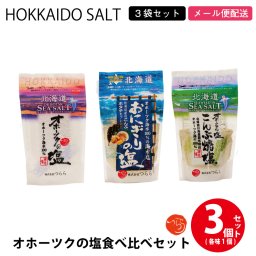 つらら オホーツクの塩 3種食べ比べセット(オホーツクの塩、おにぎり塩、昆布焼塩) しお 調味料 無添加 北海道 オホーツク 母の日 ギフト プレゼント 人気 お取り寄せ