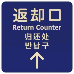 9x9cm 返却口 文字タイプ 多言語 英語 中国語 韓国語 対応 ブルー 上矢印 木製プレート 正方形 商業施設 飲食店 旅館 ホテル レンタル イベント表示 場所 掲示 案内板 ピクトサイン