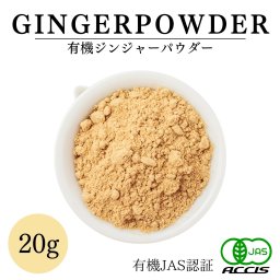 オーガニック ジンジャーパウダー20g 有機JAS認証オーガニック 農薬・化学肥料不使用 日本産 (原料原産国:ベトナム)【メール便配送】【鎌倉香辛料】
