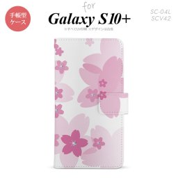 SC-04L SCV42 Galaxy S10+ 手帳型スマホケース カバー 花柄 サクラ クリア ピンク nk-004s-s10p-dr057