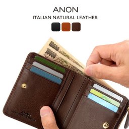 ANON アノン バケッタレザー L字ファスナー二つ折り財布[財布 二つ折り ファスナー 本革 折りたたみ メンズ レディース シンプル カード お札 小銭 薄い コンパクト レザー カードケース 小銭入れ カジュアル ギフト プレゼント]