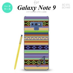 Galaxy Note 9 ギャラクシー ノート9 SC-01L SCV40 スマホケース カバー ハードケース エスニックボーダー 青 イニシャル 対応 nk-note9-1562i[スマホ,スマホケース,スマホカバー,ケース,カバー,ジャケット]