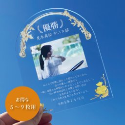 【 卒団・卒業記念スポーツメモリアルプレート/5～9枚 アーチ型：ゴールド 】 スポーツ 部活 活動 クラブ 団体 メモリアル メモリアルプレート フォトフレーム 刻印 彫刻 記念品 記念 記念日 思い出 お祝い 卒業式 卒団式 卒部 卒業 卒団 卒団祝い 卒団記念品 卒団記念 青春 贈り物 送別会 お別れ会 先生 担任 