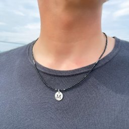 【高級ルチル】 一点物［トップのイニシャルを選べます］ヘマタイト カットオニキス 磁気 ネックレス プロスポーツ選手も愛する アクセサリー 肩こり解消にも期待 おすすめ 誕生石 天然石 ブレスレット 京海堂 jni3 還暦祝い 長寿祝い パワーストーン